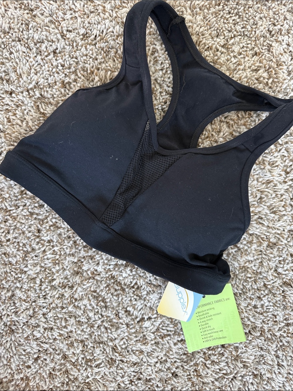 Black Mesh-Front Sports Bra with Racerback Support